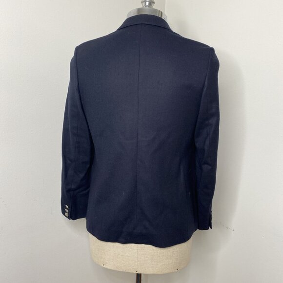 Harrods Wool Blazer Size UK 10 US 8 Navy Blue Jacket Two Button - Picture 6 of 9